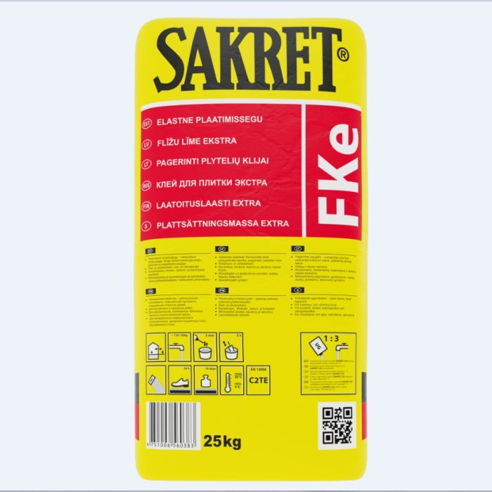 Sakret FKe - Elastīgā flīžu līme, klase C2TE, 5 kg